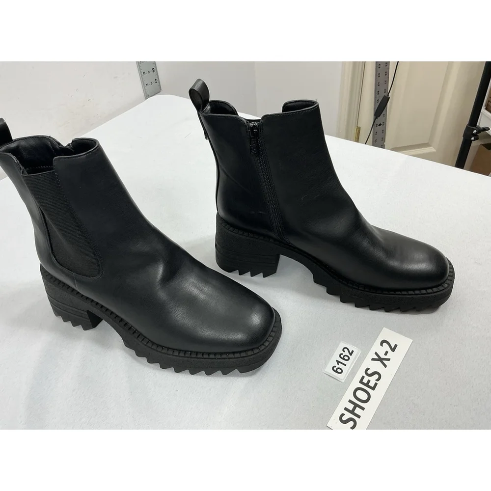 Womans Sam & Libby Ankle Boots Chunky 10 Black Side Zip Round Toe